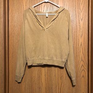 Free People Tan Boxy Sweatshirt with Long Sleeves